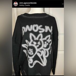 Very Cute Customized Bunny Spray Paint Crewneck Sweater.